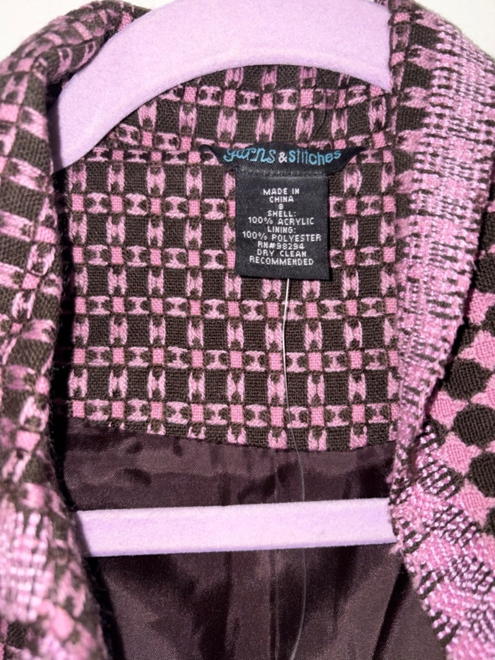 NWT Pink & Brown Tweed Ruffle-Trim Jacket/Blazer - Picture 3 of 6